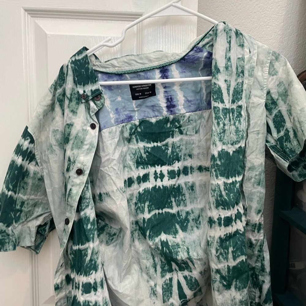 Sunrise Kingdom Green Tie-Dye Button-Up Shirt